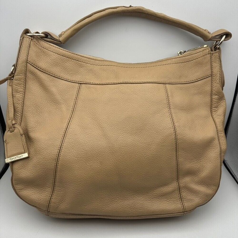 Cole Haan Hobo Shoulder Bag Women's Sandstone Tan Zip Pockets‎ Top Zip Logo